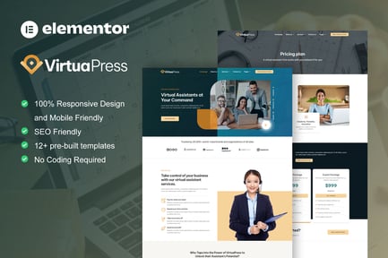 Preview: VirtuaPress - Virtual Assistant Service Elementor Template Kit