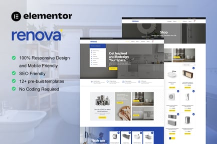 Preview: Renova - Kitchen Bathroom & Renovation Supplies Store Elementor Pro Template Kit
