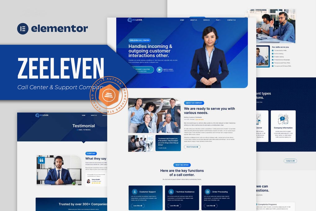 Item: Zeeleven - Call Center & Support Company Elementor Template Kit ...