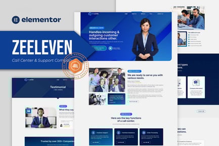 Preview: Zeeleven - Call Center & Support Company Elementor Template Kit