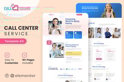 Preview: Call Square - Call Center & Support Company Elementor Template Kit