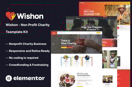 Preview: Wishon - Non Profit Charity Elementor Template Kit