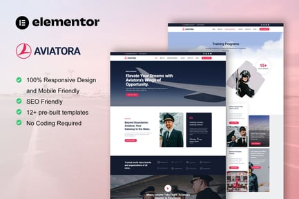 Preview: Aviatora - Aviation & Flight School Elementor Pro Template Kit