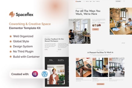 Preview: SpaceFlex - Coworking & Creative Space Elementor Pro Template Kit