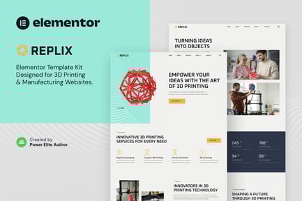 Preview: Replix – 3D Printing & Manufacturing Services Elementor Template Kit