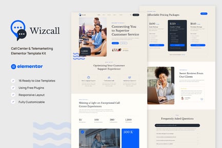 Preview: Wizcall - Call Center & Telemarketing Elementor Template Kit