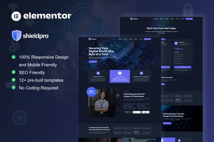 Preview: Shieldpro - Cyber Security Services Elementor Pro Template Kit