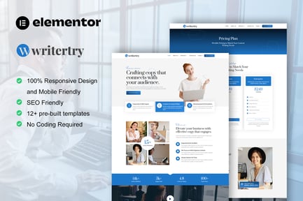 Preview: Writertry - Content Writing Service Agency Elementor Kit