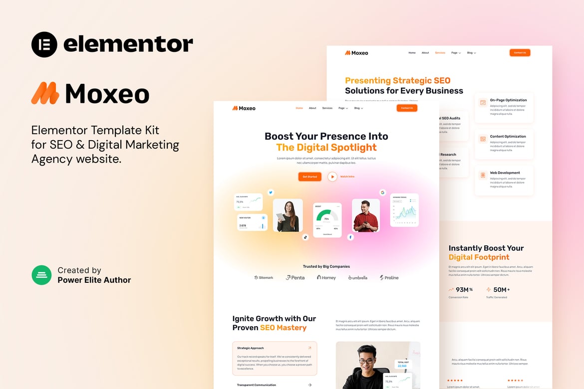 Moxeo – SEO & Digital Marketing Agency Elementor Template Kit, WP ...