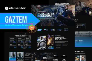 Preview: Gaztem - Custom Motorcycle Garage Elementor Template Kit