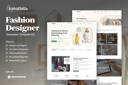 Preview: Kreatista - Fashion Designer Elementor Template Kit