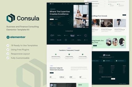Preview: Consula - Business and Finance Consulting Elementor Template Kit