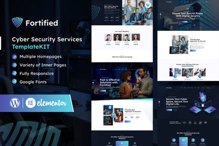 Preview: Fortified - Cyber Security Services Elementor Template Kit