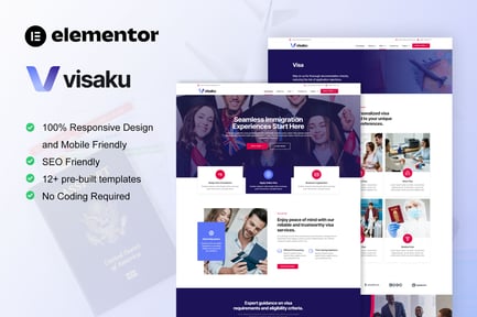 Preview: Visaku - Immigration & Visa Consulting Elementor Pro Template Kit