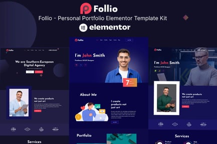 Vorschau: Follio - Elementor-Vorlagenset Template Kit persönliche Portfolio