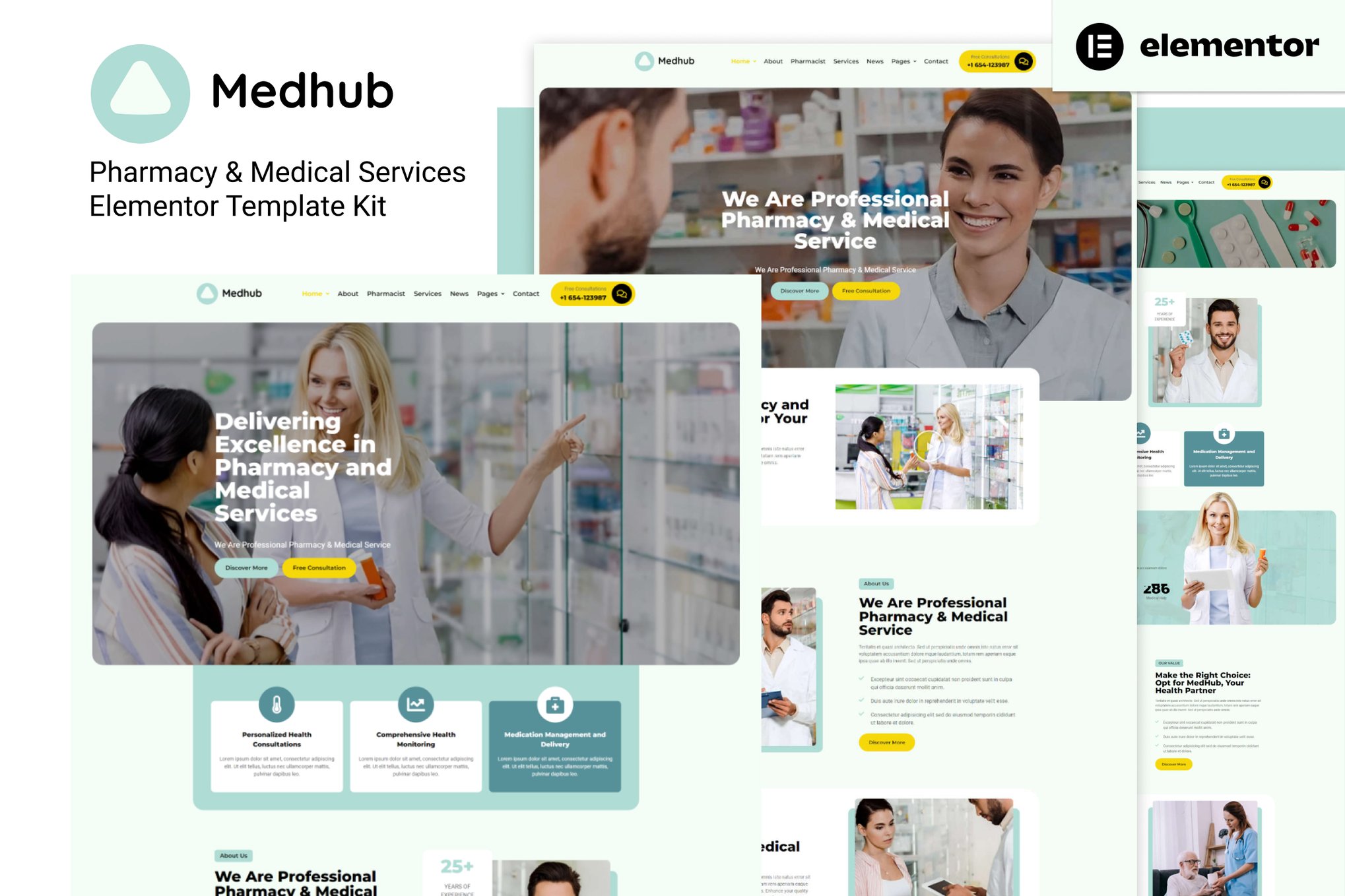 MedHub - Pharmacy & Medical Services Elementor Template Kit, WP ...