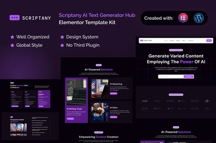 Preview: Scriptany - AI Text Generator Hub Elementor Pro Template Kit