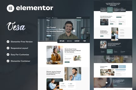 Preview: Vesa - Virtual Assistant Business Elementor Template Kit