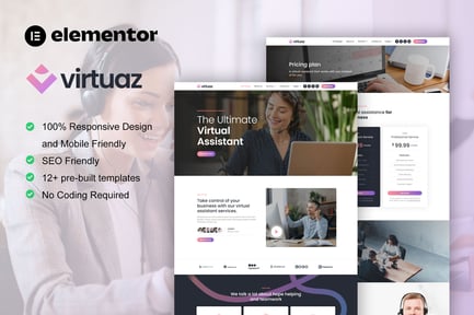 Preview: Virtuaz - Virtual Assistant Business Elementor Template Kit