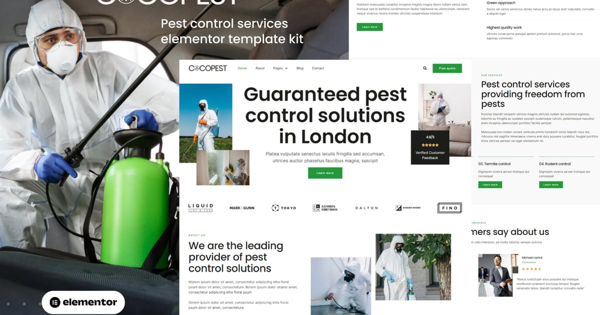 Cocopest - Pest Control Services Elementor Template Kit, WP Template ...
