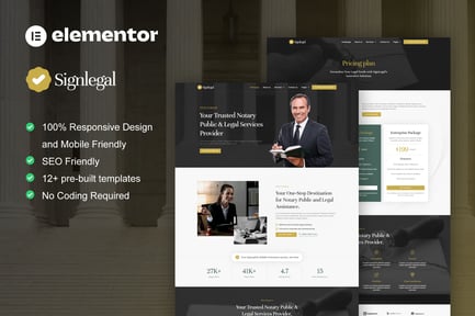 Preview: SignLegal - Notary Public & Legal Services Elementor Pro Template Kit