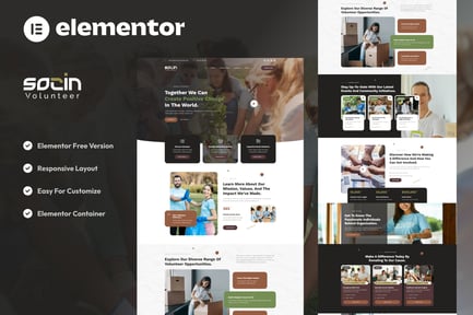 Vorschau: Socin - Elementor-Vorlagenset für Freiwillige und Wohltätigkeitsorganisationen