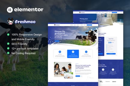 Preview: FreshMoo - Dairy Farm Elementor Pro Template Kit