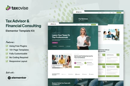 Preview: Taxovise - Tax Advisor & Financial Consulting Elementor Template Kit