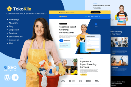 Preview: Tokoklin - Cleaning Service Business Elementor Template Kit