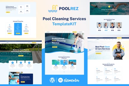 Aperçu: Poolrez - Kit de modèles Elementor pour les services de nettoyage de piscine