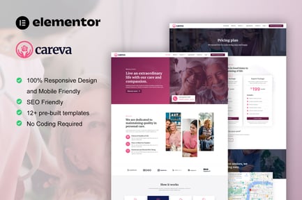 Preview: Careva - Senior Care Services Elementor Pro Template Kit