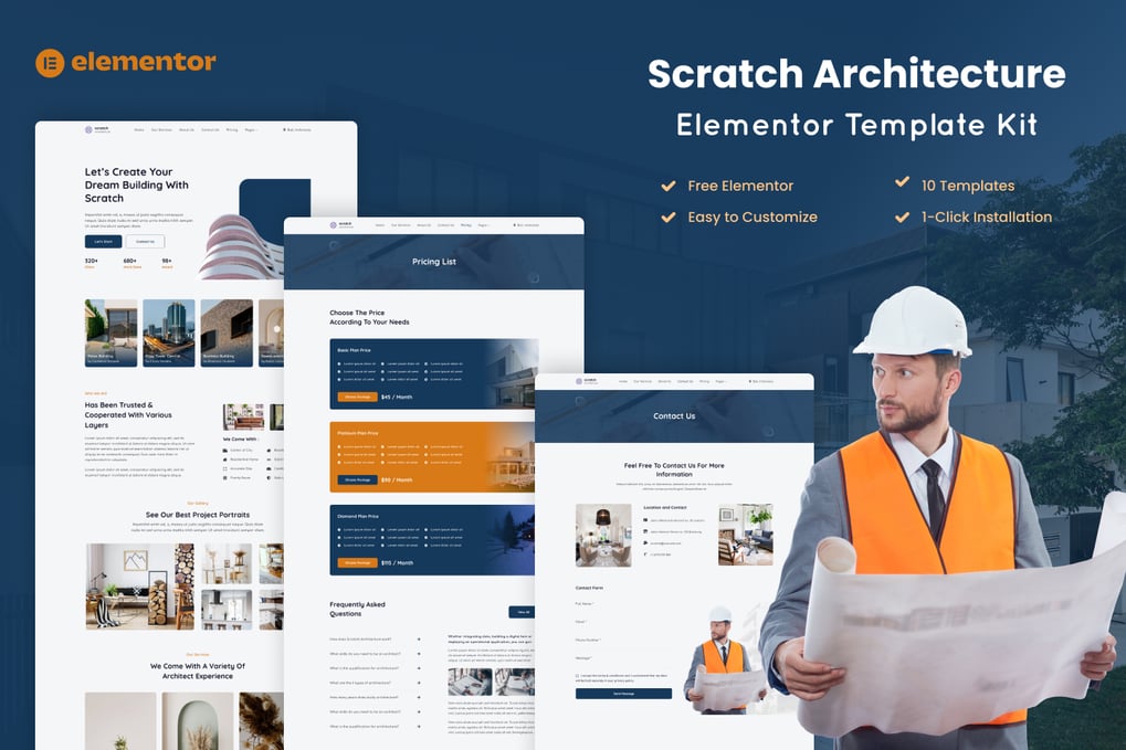 Scratch - Architecture Company Elementor Template Kit, WP Template Kits ...