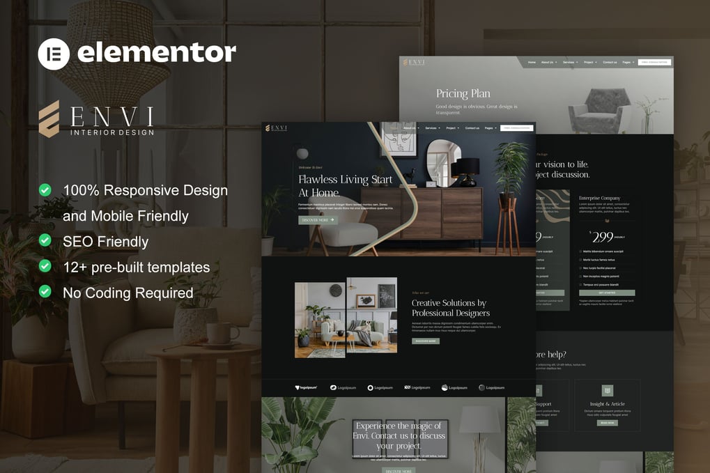 Envi - Interior Design & Architecture Elementor Template Kit, WP ...