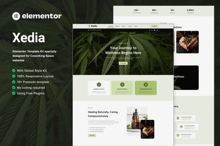 Preview: Xedia - Medical Marijuana Elementor Template Kit