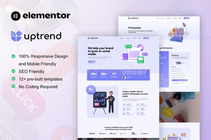 Preview: UpTrend - Social Media Marketing Agency Elementor Template Kit