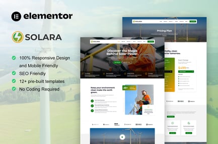 Preview: Solara - Solar Panel & Renewable Energy Elementor Template Kit