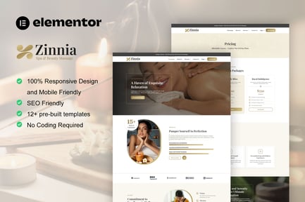 Preview: Zinnia - Spa & Beauty Care Elementor Pro Template Kit