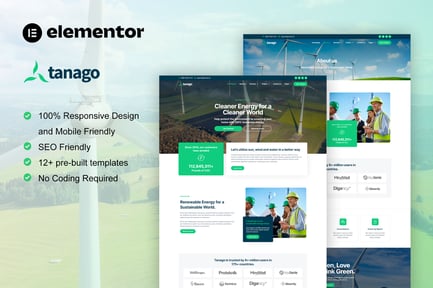 Preview: Tanago - Green Renewable Energy Elementor Pro Template Kit
