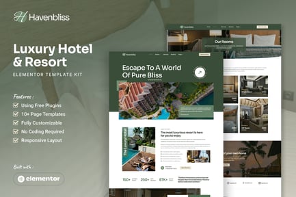 Preview: Havenbliss - Luxury Hotel & Resort Elementor Template Kit