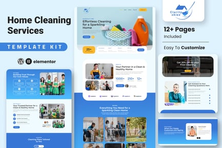Preview: ClarityShine - Cleaning Service Company Elementor Template Kit