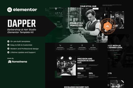 Preview: Dapper - Barbershop & Hair Studio Elementor Template Kit