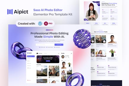 Preview: Aipict - Saas AI Photo Editor Website Elementor Pro Template Kit