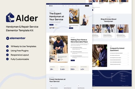 Preview: Alder - Handyman & Repair Service Elementor Template Kit