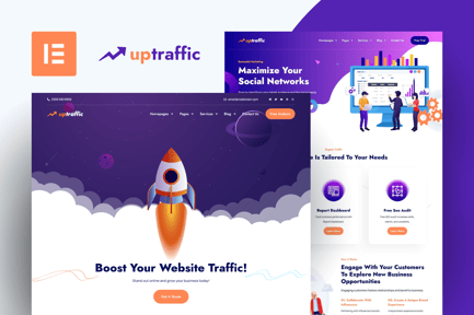 Preview: Uptraffic - Digital Marketing Agency Elementor Pro Template Kit