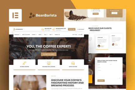 Preview: Bean Barista - Online Barista Course Elementor Pro Template Kit