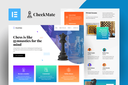Visualização: CheckMate - Kit de Templates Elementor Pro para clubes e torneios de xadrez