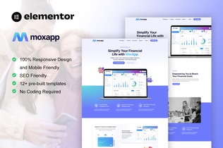 Preview: MoxApp - Mobile App & Fintech Startup Elementor Pro Template Kit