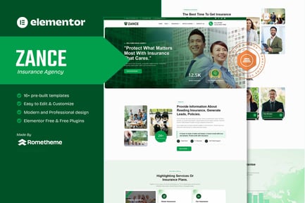 Preview: Zance - Insurance Agency Elementor Template Kit