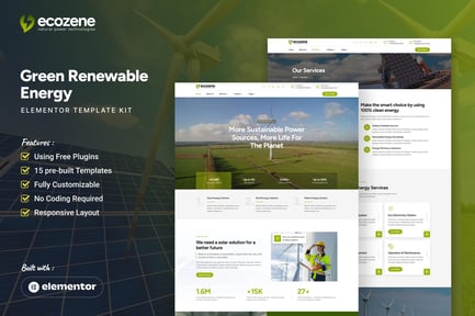 Preview: Ecozene - Green Renewable Energy Elementor Template Kit
