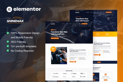Preview: ShineMax - Car Detailing & Repair Services Elementor Pro Template Kit
